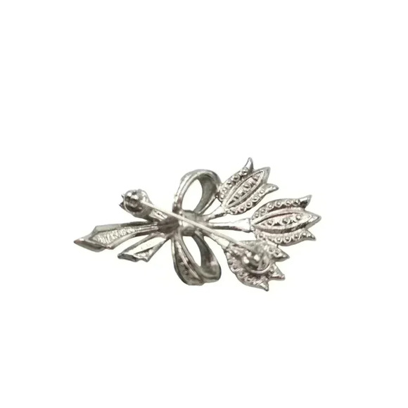 Avon Tulip Pink Rhinestone Pewter Brooch Pin Silver Tone Vintage - Picture 5 of 5